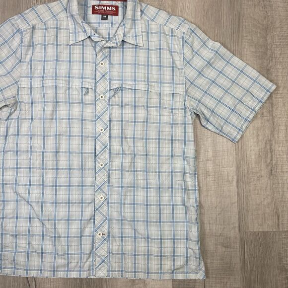 Simms Fishing Products Mens M Medium Plaid Button Down Shirt Short Sleeve J - Picture 3 of 12